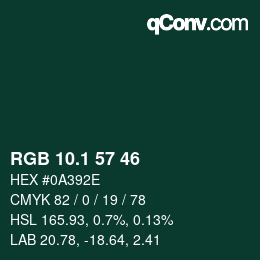 カラーコード: RGB 10.1 57 46 | qconv.com