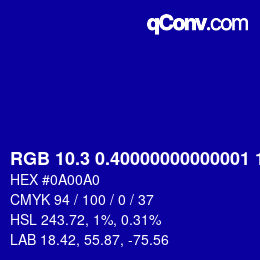 カラーコード: RGB 10.3 0.40000000000001 160 | qconv.com