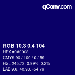 カラーコード: RGB 10.3 0.4 104 | qconv.com