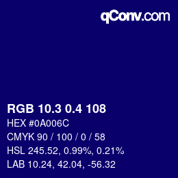 カラーコード: RGB 10.3 0.4 108 | qconv.com