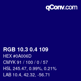 カラーコード: RGB 10.3 0.4 109 | qconv.com