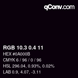 カラーコード: RGB 10.3 0.4 11 | qconv.com