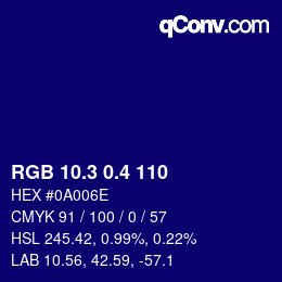 カラーコード: RGB 10.3 0.4 110 | qconv.com
