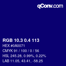 カラーコード: RGB 10.3 0.4 113 | qconv.com