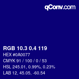 カラーコード: RGB 10.3 0.4 119 | qconv.com