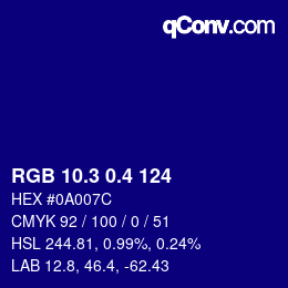 カラーコード: RGB 10.3 0.4 124 | qconv.com