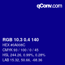 カラーコード: RGB 10.3 0.4 140 | qconv.com