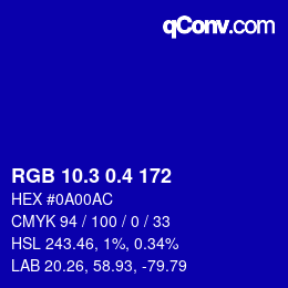 カラーコード: RGB 10.3 0.4 172 | qconv.com