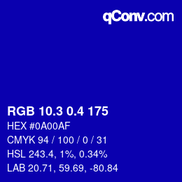 カラーコード: RGB 10.3 0.4 175 | qconv.com