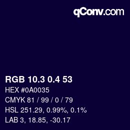 カラーコード: RGB 10.3 0.4 53 | qconv.com