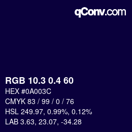 カラーコード: RGB 10.3 0.4 60 | qconv.com