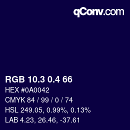 カラーコード: RGB 10.3 0.4 66 | qconv.com