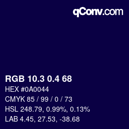 カラーコード: RGB 10.3 0.4 68 | qconv.com