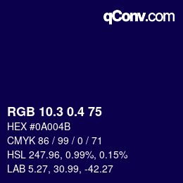 カラーコード: RGB 10.3 0.4 75 | qconv.com