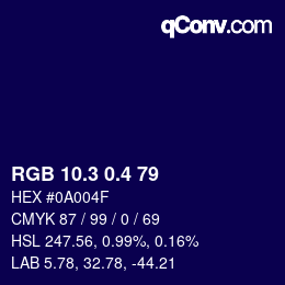 カラーコード: RGB 10.3 0.4 79 | qconv.com