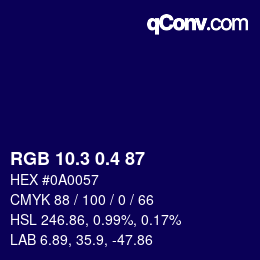 カラーコード: RGB 10.3 0.4 87 | qconv.com
