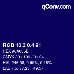 カラーコード: RGB 10.3 0.4 91 | qconv.com
