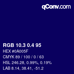 カラーコード: RGB 10.3 0.4 95 | qconv.com
