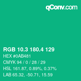 カラーコード: RGB 10.3 180.4 129 | qconv.com