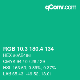 カラーコード: RGB 10.3 180.4 134 | qconv.com