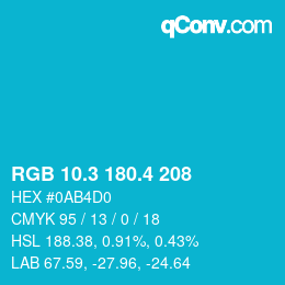 カラーコード: RGB 10.3 180.4 208 | qconv.com