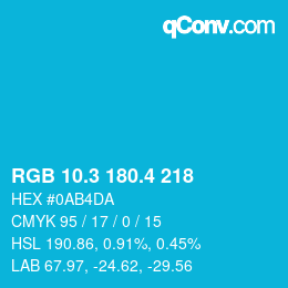 カラーコード: RGB 10.3 180.4 218 | qconv.com