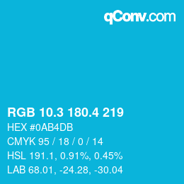 カラーコード: RGB 10.3 180.4 219 | qconv.com