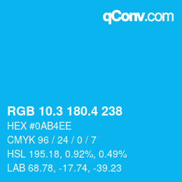 カラーコード: RGB 10.3 180.4 238 | qconv.com