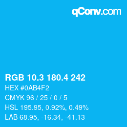 カラーコード: RGB 10.3 180.4 242 | qconv.com