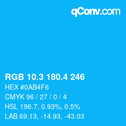 カラーコード: RGB 10.3 180.4 246 | qconv.com