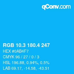 カラーコード: RGB 10.3 180.4 247 | qconv.com