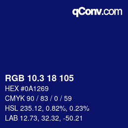 カラーコード: RGB 10.3 18 105 | qconv.com