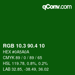 カラーコード: RGB 10.3 90.4 10 | qconv.com