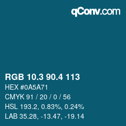 カラーコード: RGB 10.3 90.4 113 | qconv.com