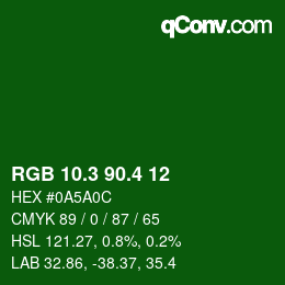 カラーコード: RGB 10.3 90.4 12 | qconv.com
