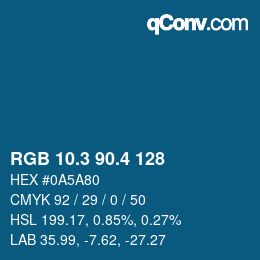 カラーコード: RGB 10.3 90.4 128 | qconv.com