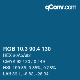 カラーコード: RGB 10.3 90.4 130 | qconv.com