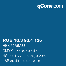 カラーコード: RGB 10.3 90.4 136 | qconv.com
