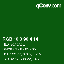 カラーコード: RGB 10.3 90.4 14 | qconv.com