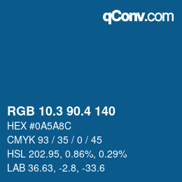 カラーコード: RGB 10.3 90.4 140 | qconv.com