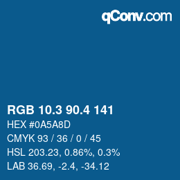 カラーコード: RGB 10.3 90.4 141 | qconv.com