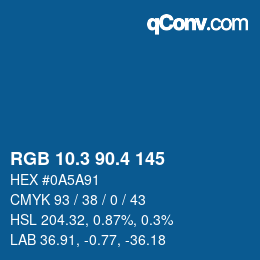 カラーコード: RGB 10.3 90.4 145 | qconv.com