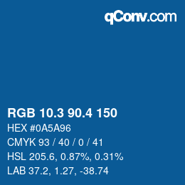 カラーコード: RGB 10.3 90.4 150 | qconv.com