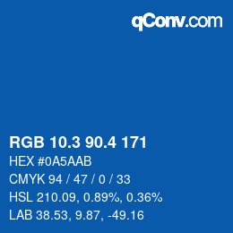カラーコード: RGB 10.3 90.4 171 | qconv.com