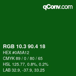 カラーコード: RGB 10.3 90.4 18 | qconv.com