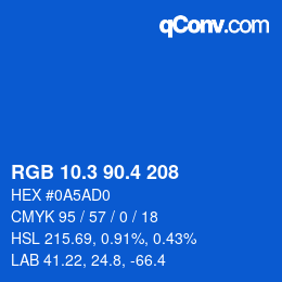 カラーコード: RGB 10.3 90.4 208 | qconv.com