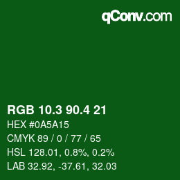 カラーコード: RGB 10.3 90.4 21 | qconv.com