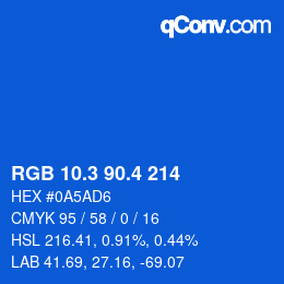 カラーコード: RGB 10.3 90.4 214 | qconv.com