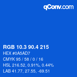 カラーコード: RGB 10.3 90.4 215 | qconv.com