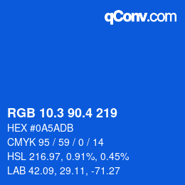 カラーコード: RGB 10.3 90.4 219 | qconv.com